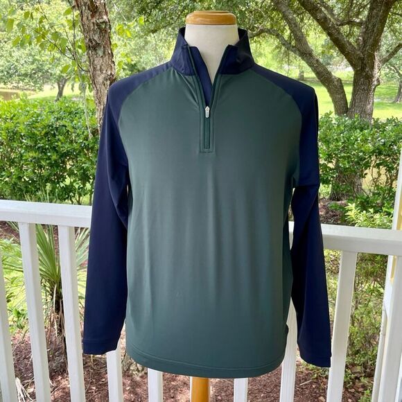 Peter Millar Crown Colorblock 1/2 Zip Stretch Pullover. Size Medium. Carmody Inv - Picture 1 of 11